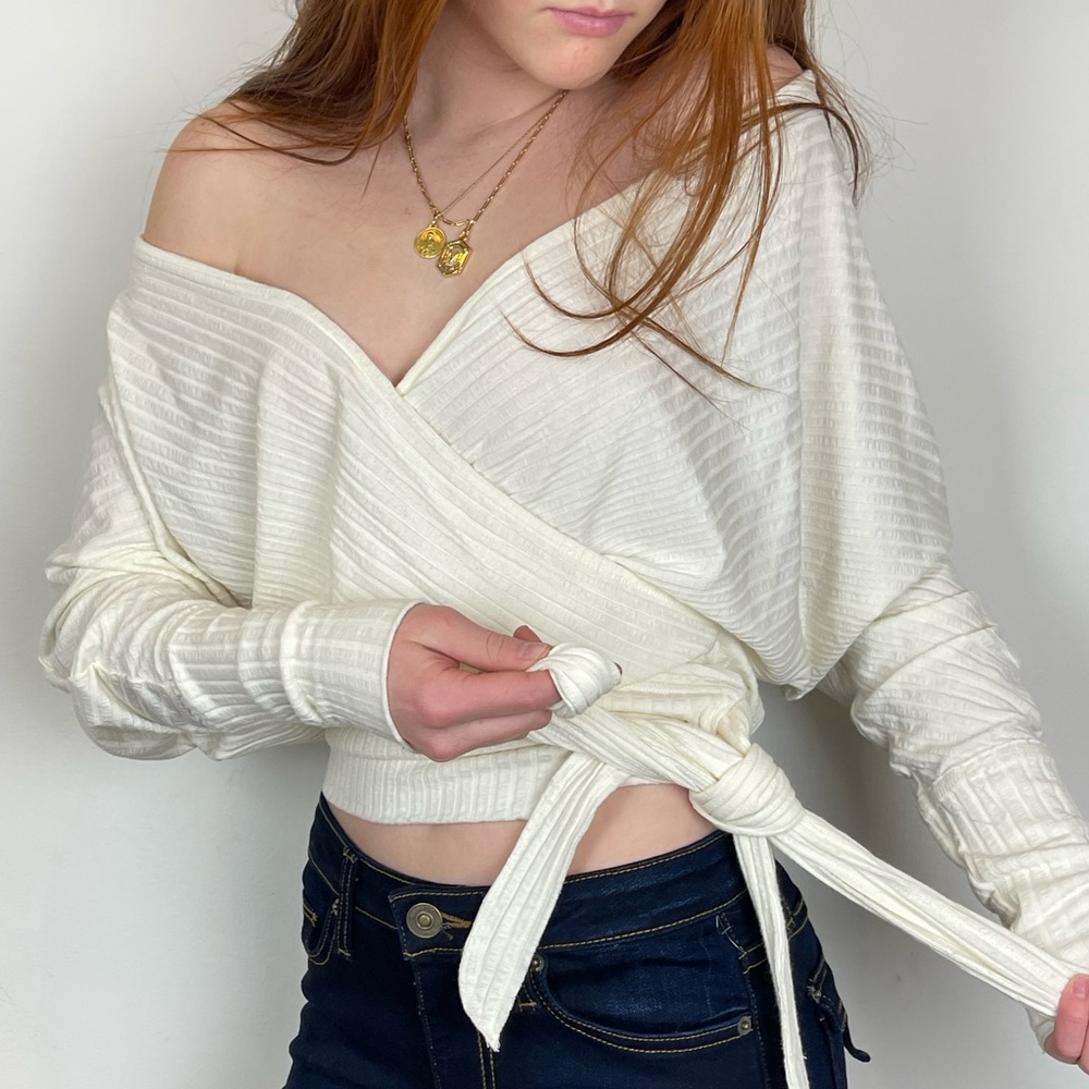 Free people white tie top/blouse